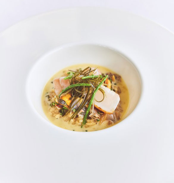 Dashi Risotto with Seafood & Kombu Seaweed